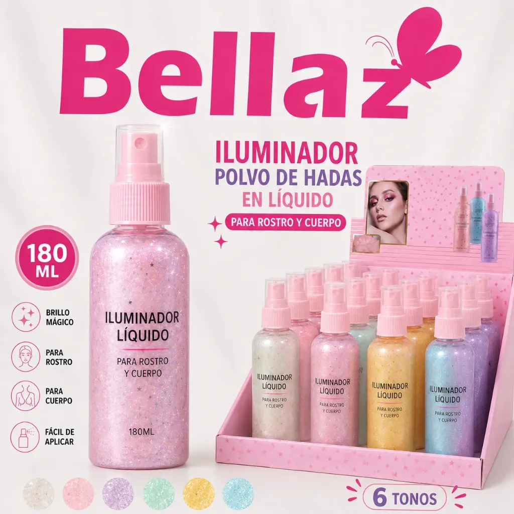 iluminador brillo spray cuerpo y rostro J59
